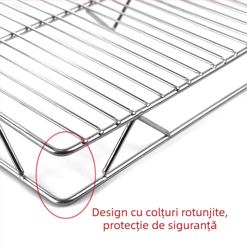 Raft din plasă din oțel inoxidabil, dreptunghiular, cu două niveluri, pentru uscarea prăjiturilor și a pâinii, plasă pentru grătar