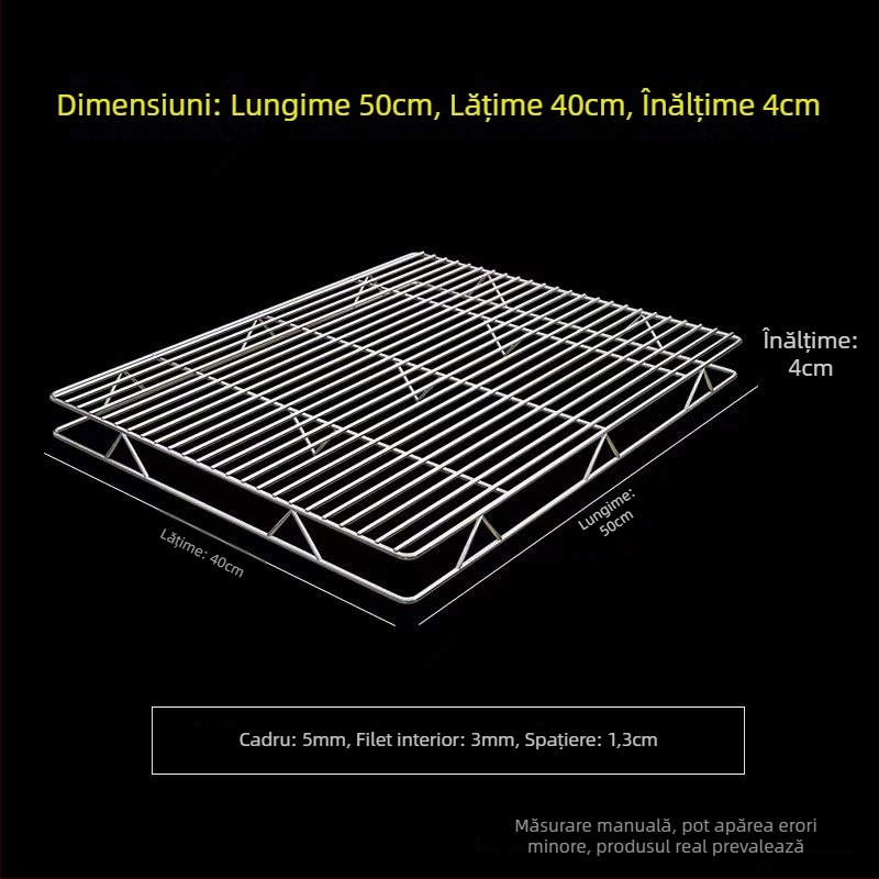 Raft din plasă din oțel inoxidabil, dreptunghiular, cu două niveluri, pentru uscarea prăjiturilor și a pâinii, plasă pentru grătar