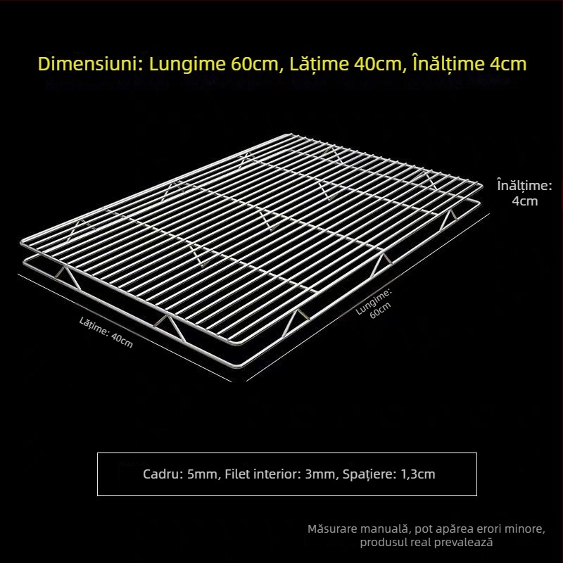 Raft din plasă din oțel inoxidabil, dreptunghiular, cu două niveluri, pentru uscarea prăjiturilor și a pâinii, plasă pentru grătar