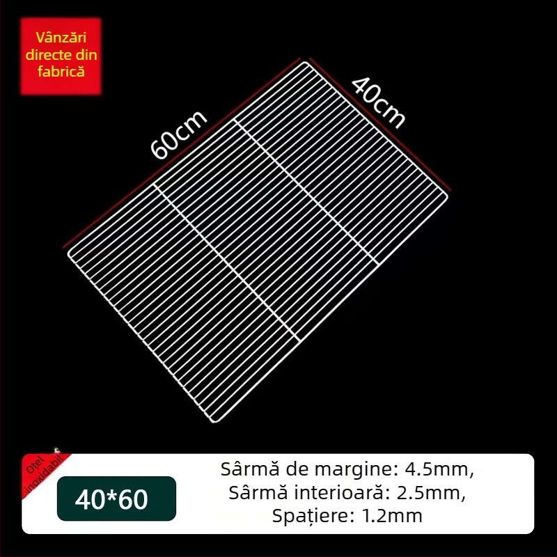 Raft din plasă din oțel inoxidabil, dreptunghiular, cu două niveluri, pentru uscarea prăjiturilor și a pâinii, plasă pentru grătar