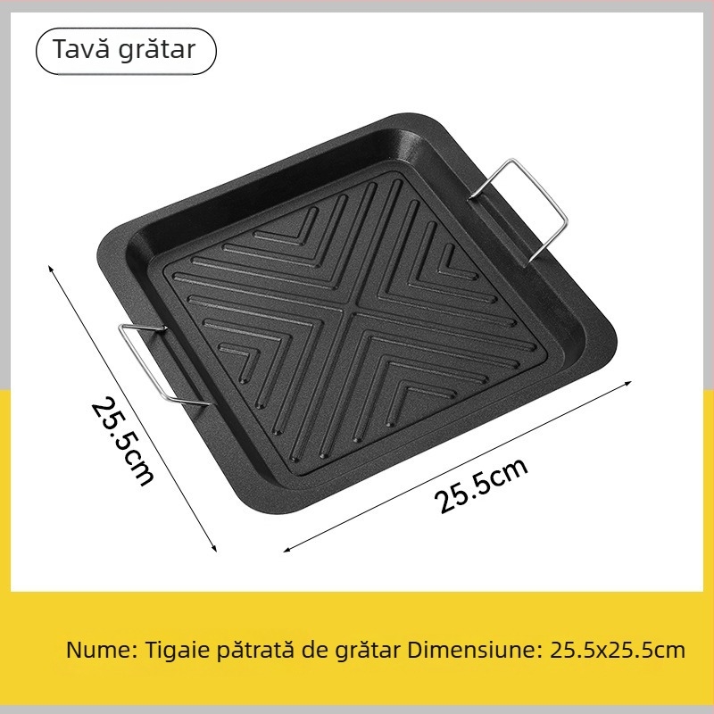 Plasă de grătar din oțel inoxidabil, alimentară, grilă pătrată în stil coreean, grilă circulară îngroșată pentru cărbune, pentru ceai și frigărui
