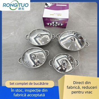 Set de oale pentru supă din oțel inoxidabil cu capac, strat antiaderent, personalizare logo disponibil