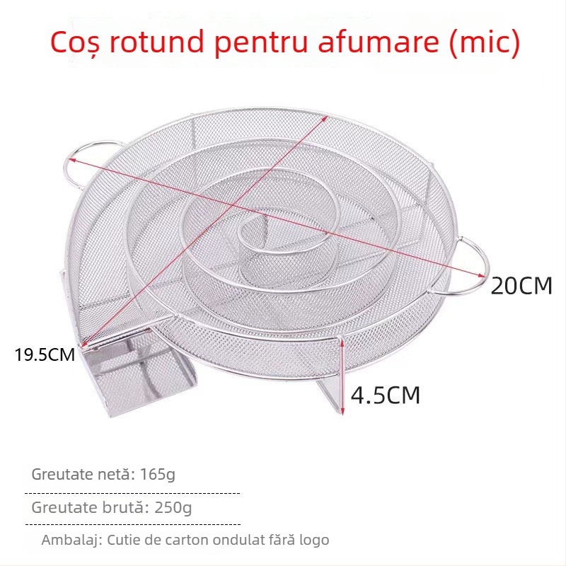 Coș de fum rotund din oțel inoxidabil 304 pentru afumare la rece, tip BBQM