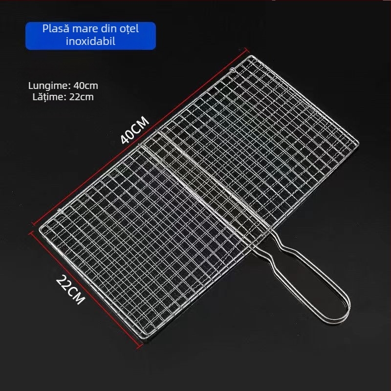 Clești de grătar din oțel inoxidabil pentru pește și legume, plasă de grătar pentru carne — fără magnetism, cu grosime