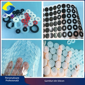Garnitură din silicon, etanșare impermeabilă, transparentă, neagră antiderapantă, bază circulară pentru șuruburi