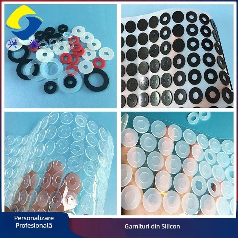 Garnitură din silicon, etanșare impermeabilă, transparentă, neagră antiderapantă, bază circulară pentru șuruburi