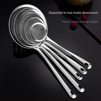 Lingură-sită din oțel inoxidabil cu plasă densă, pentru suc, lapte de soia, supă, tăiței și cernerea făinii