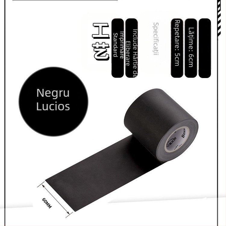 Bandă Washi pentru jurnal și bază de hârtie pentru planner – decorare DIY, fundal negru-alb cu autocolante