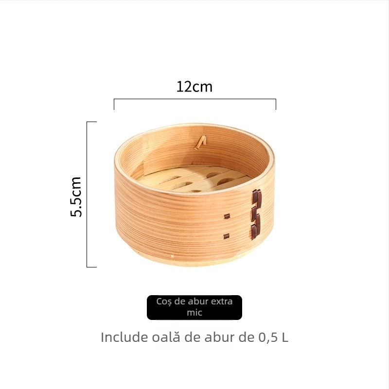 Set de aburi din bambus cu oală de lut, include grătare mari și mici pentru chifle și gyoza, tavă de aburi din lemn de fir