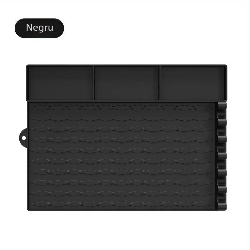 Protecție din silicon pentru uneltele de grătar Blackstone, covoraș de protecție anti-praf, covoraș de curățare, spațiu de depozitare pe partea stângă pentru tigaia de barbecue, versiune actualizată