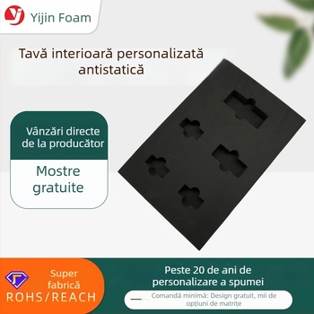 Tavă internă din spumă EVA neagră, anti-statică, cu caneluri, pentru ambalarea cipurilor IC și a modulelor electronice