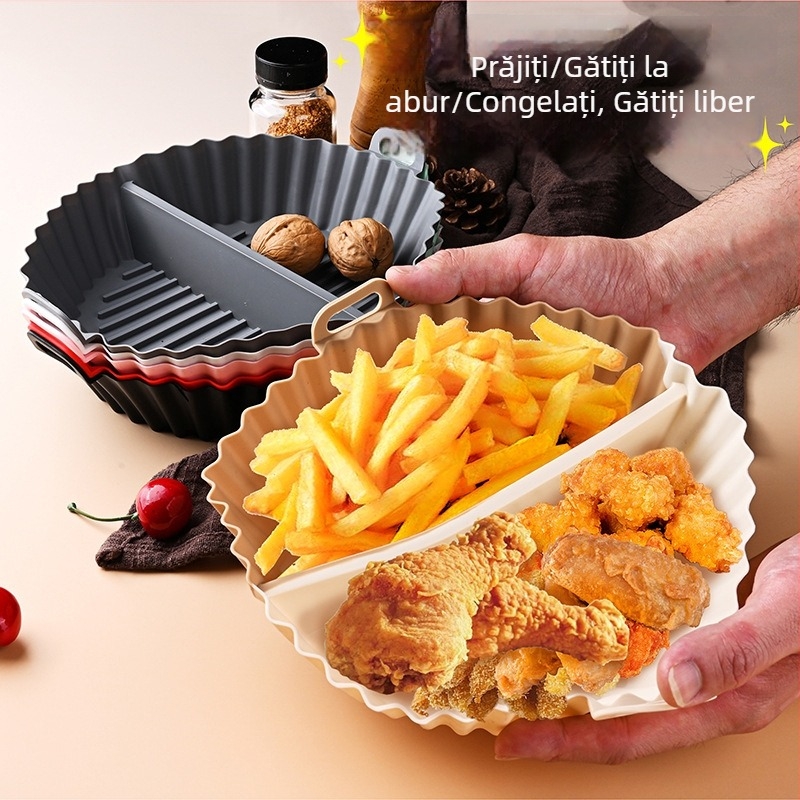 Covoraș din silicon pentru air fryer, covoraș de bucătărie din silicon, tavă divizată pentru air fryer