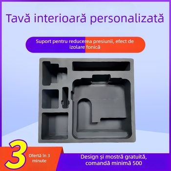 Liner EVA negru pentru ambalare, cu burete amortizant personalizat pentru forme speciale