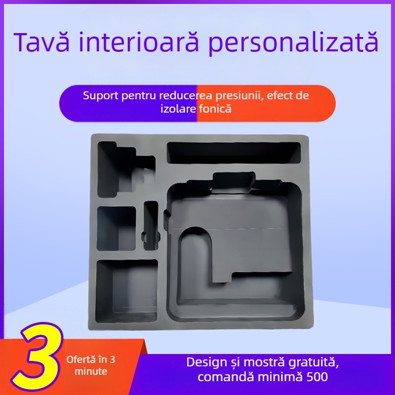 Liner EVA negru pentru ambalare, cu burete amortizant personalizat pentru forme speciale
