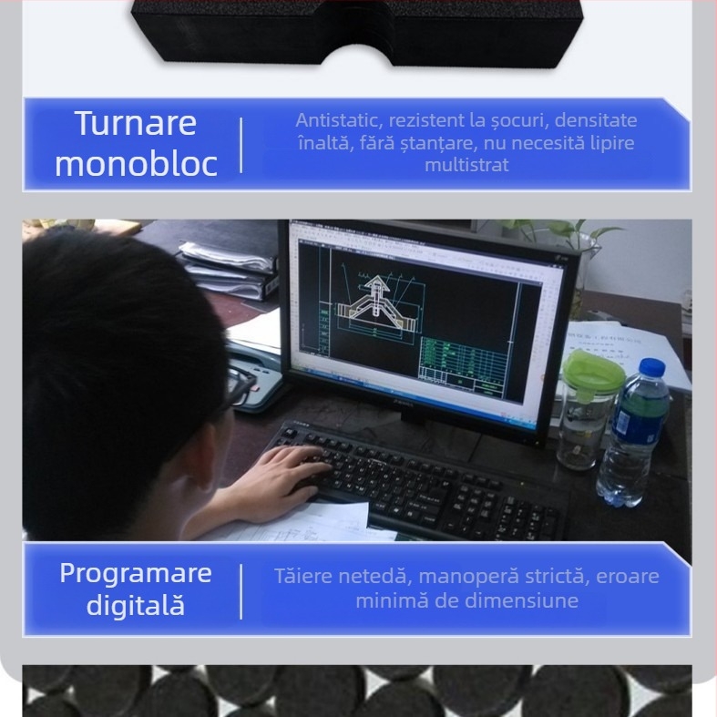 Lining EVA cu gravură, antistatice, suport interior — dintr-o singură bucată, spumă EVA densitate mare, tăiere prin matriță la comandă