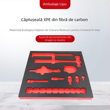 Cutie de unelte cu căptușeală XPE din fibră de carbon, inserție interioară EVA din burete, căptușeală EVA cu velur și relief