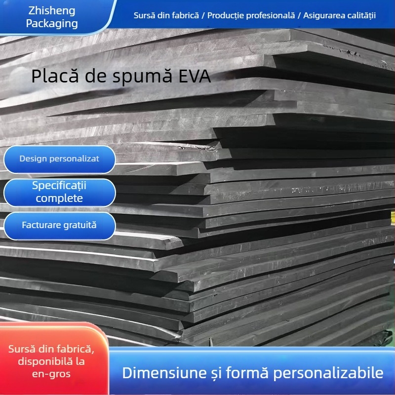 Placă EVA spumă 38° Negru-Alb, înaltă densitate, folie de ambalare antișoc, material DIY