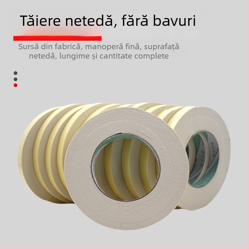 Bandă dublu adezivă din spumă EVA, cu aderență puternică, rezistentă la apă, PE bază, 1 mm grosime, 1 cm lățime, 10 m lungime, substrat din spumă pentru aplicații publicitare.