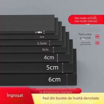 Plăci EVA negre pentru prelucrare și formare, cu adeziv pe o singură parte și pe ambele părți, densitate 30 kg/m³