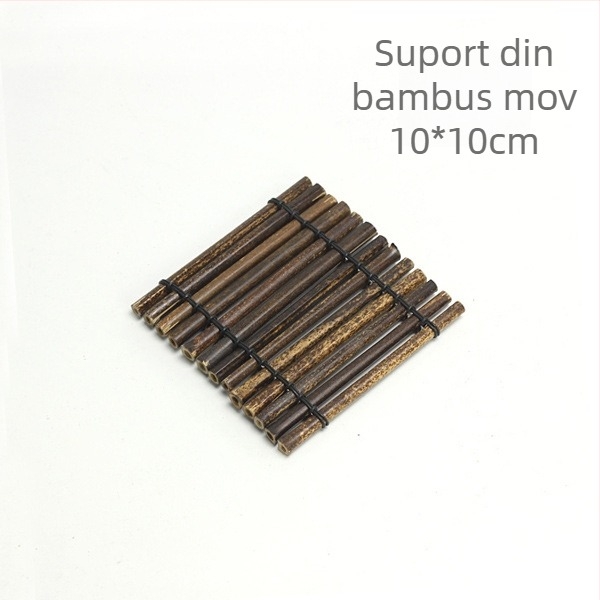 Suport de pahare din bambus mov și covoraș termic din bambus pentru fructe de mare și grătar, decorativ natural mov din bambus