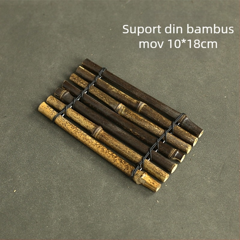 Suport de pahare din bambus mov și covoraș termic din bambus pentru fructe de mare și grătar, decorativ natural mov din bambus