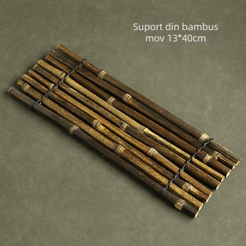 Suport de pahare din bambus mov și covoraș termic din bambus pentru fructe de mare și grătar, decorativ natural mov din bambus