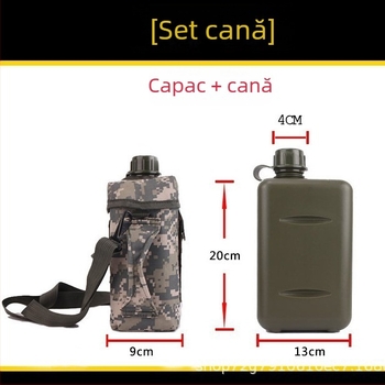 Sticlă de apă în stil american pentru antrenament militar, drumeții în aer liber, capacitate mare, plastic PE