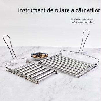 Grill manual pentru cârnați din oțel inoxidabil, rolă pentru cârnați, unelte portabile de grătar outdoor, multifuncțional pentru hot dog