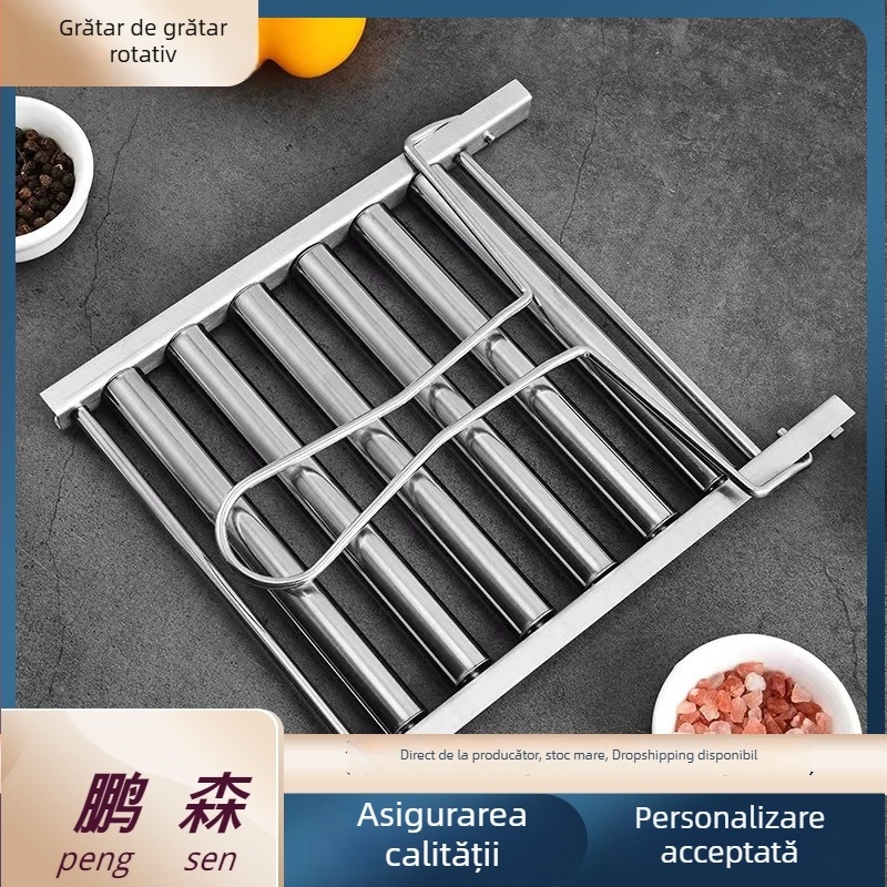 Grill manual pentru cârnați din oțel inoxidabil, rolă pentru cârnați, unelte portabile de grătar outdoor, multifuncțional pentru hot dog