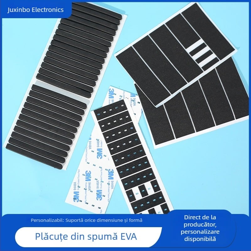 Padă EVA neagră cu textură de plasă, durabilă și absorbantă la șocuri, strat de silicon, bază anti-alunecare cu adeziv, umplutură din burete autoadezivă