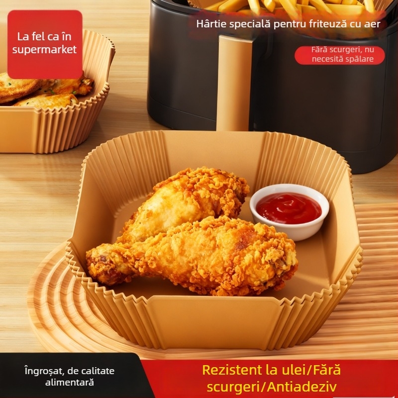 Hârtie de copt cu strat de silicon, pătrate, pentru friteuză cu aer și cuptor