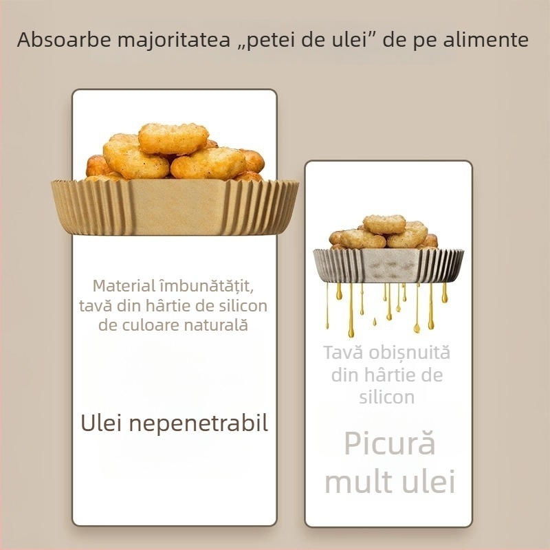 Hârtie de copt cu strat de silicon, pătrate, pentru friteuză cu aer și cuptor