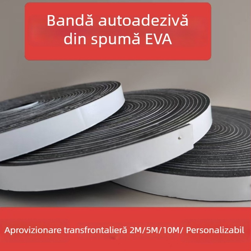 Bandă EVA pentru etanșare uși și ferestre, autoadezivă, cu nucleu spongios, izolare fonică și protecție împotriva prafului
