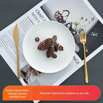 Farfurie din porțelan cu conținut de os, alb pur, rotundă