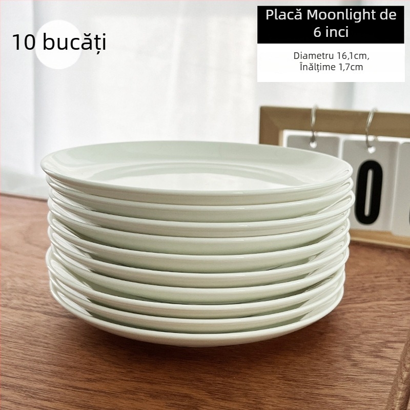 Farfurie din porțelan cu conținut de os, alb pur, rotundă
