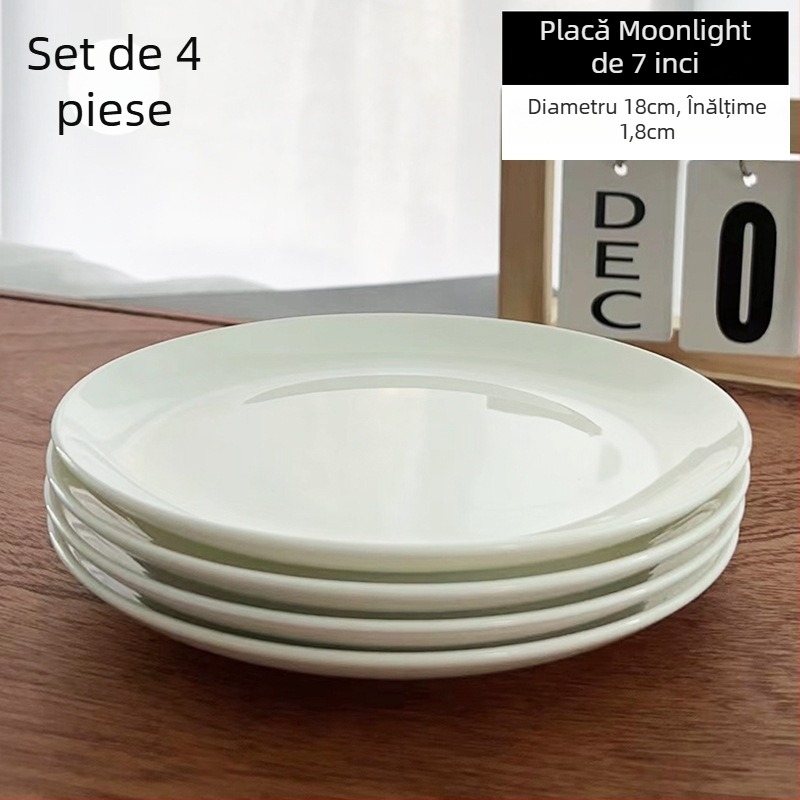 Farfurie din porțelan cu conținut de os, alb pur, rotundă