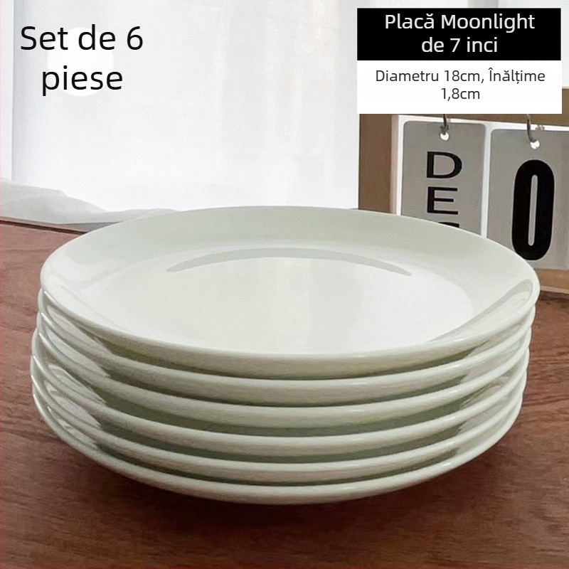Farfurie din porțelan cu conținut de os, alb pur, rotundă