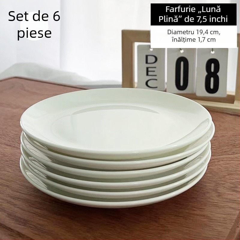 Farfurie din porțelan cu conținut de os, alb pur, rotundă