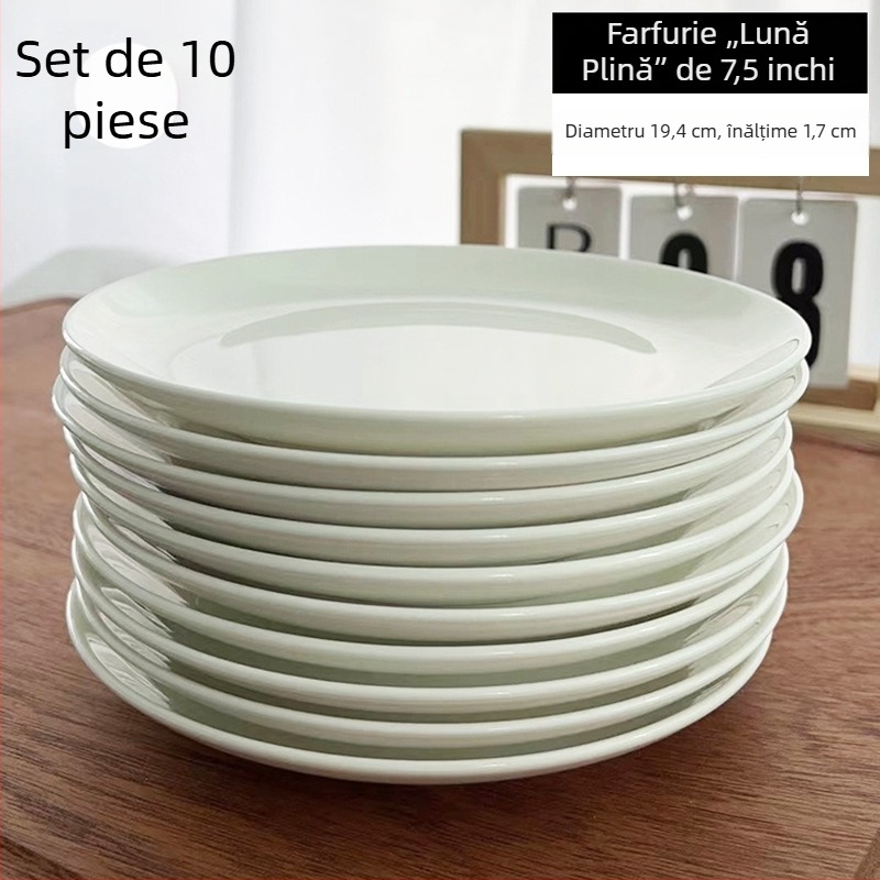 Farfurie din porțelan cu conținut de os, alb pur, rotundă