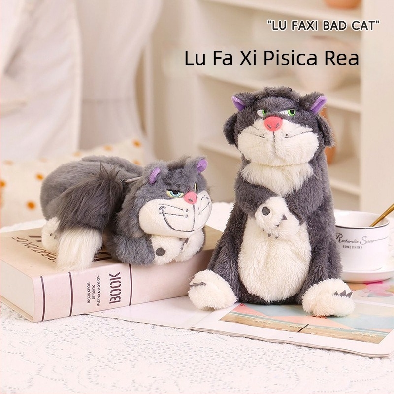 Pisicuța Lucifer din pluș, în stil japonez, jucărie drăguță cu husă pentru pixuri și spațiu de depozitare, unisex