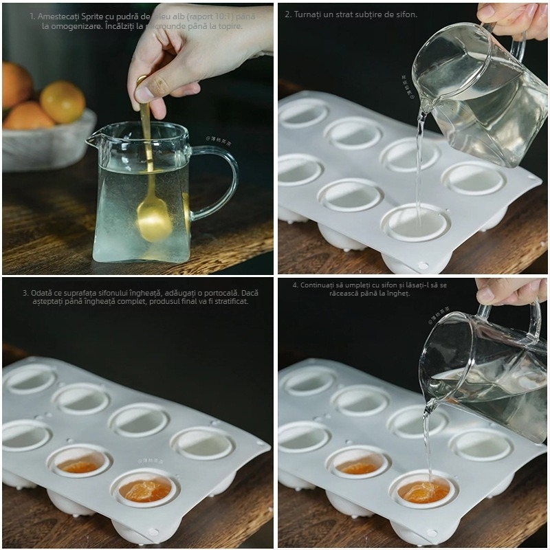 Formă din silicon pentru tort cu 8 cavități, dreptunghiulară – mousse de portocale