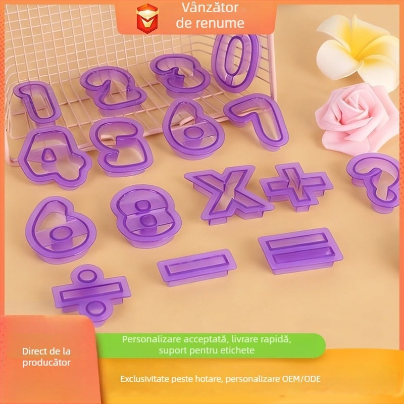 Set de forme pentru biscuiți cu simboluri, matriță din plastic pentru fondant și decorare prăjituri