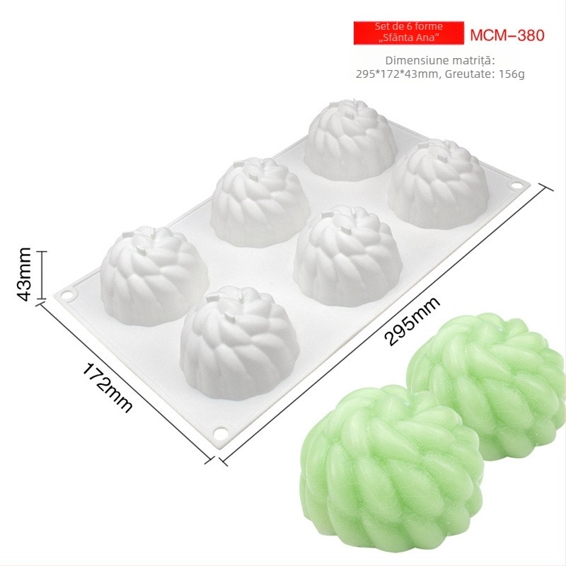 Formă din silicon pentru mousse de tort, 6 cavități cu motiv floare Santa Anna, pentru coacere DIY ciocolată