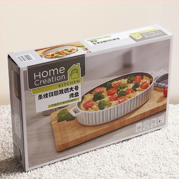 Tavă ceramică rotundă de copt cu două mânere, pentru prăjituri, paste cu brânză și orez la cuptor — stil nordic