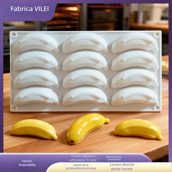 Formă silicon 12 cavități pentru mousse cu fructe și banană, desert francez și ciocolată, pentru coacere