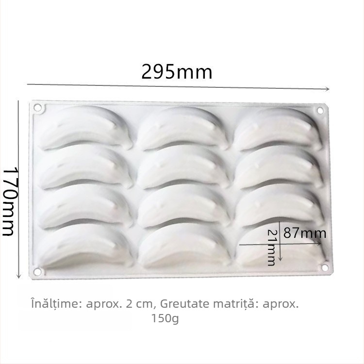Formă silicon 12 cavități pentru mousse cu fructe și banană, desert francez și ciocolată, pentru coacere