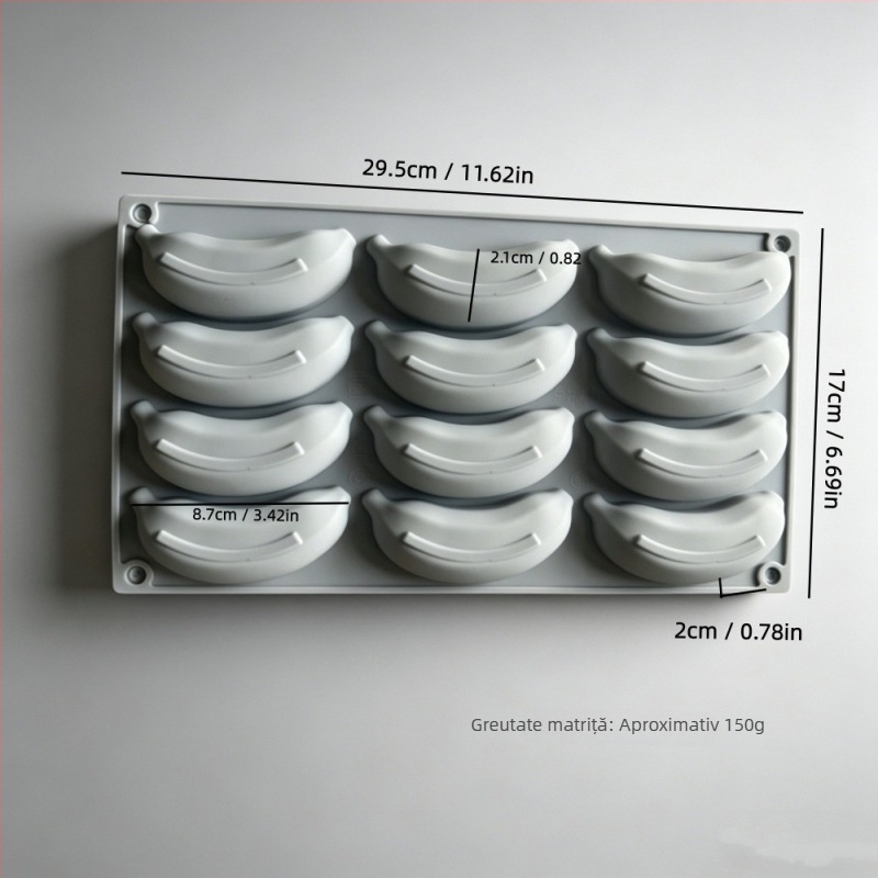 Formă silicon 12 cavități pentru mousse cu fructe și banană, desert francez și ciocolată, pentru coacere