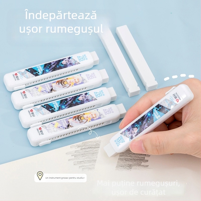 Radieră de tip push-pull pentru elevi, radieră de creion pentru schițe și desen, fără urme, fără reziduuri