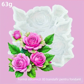 Formă de silicon 3D cu floare de trandafir pentru fondant, de calitate alimentară, pentru DIY cofetărie și decorațiuni - lumânări și ipsos