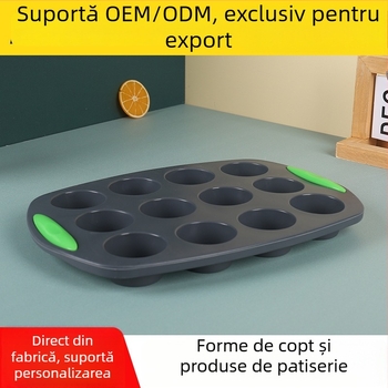 Xinlun Formă din silicon pentru 12 brioșe, pentru coacere, de calitate alimentară, formă neregulată, cuptor, dimensiuni 30×20.5×2.8 cm